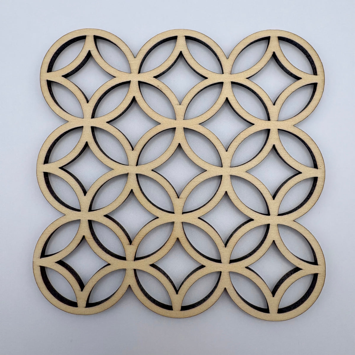 Shippou (interlocking circles) pattern coaster — for harmony and bonds between people