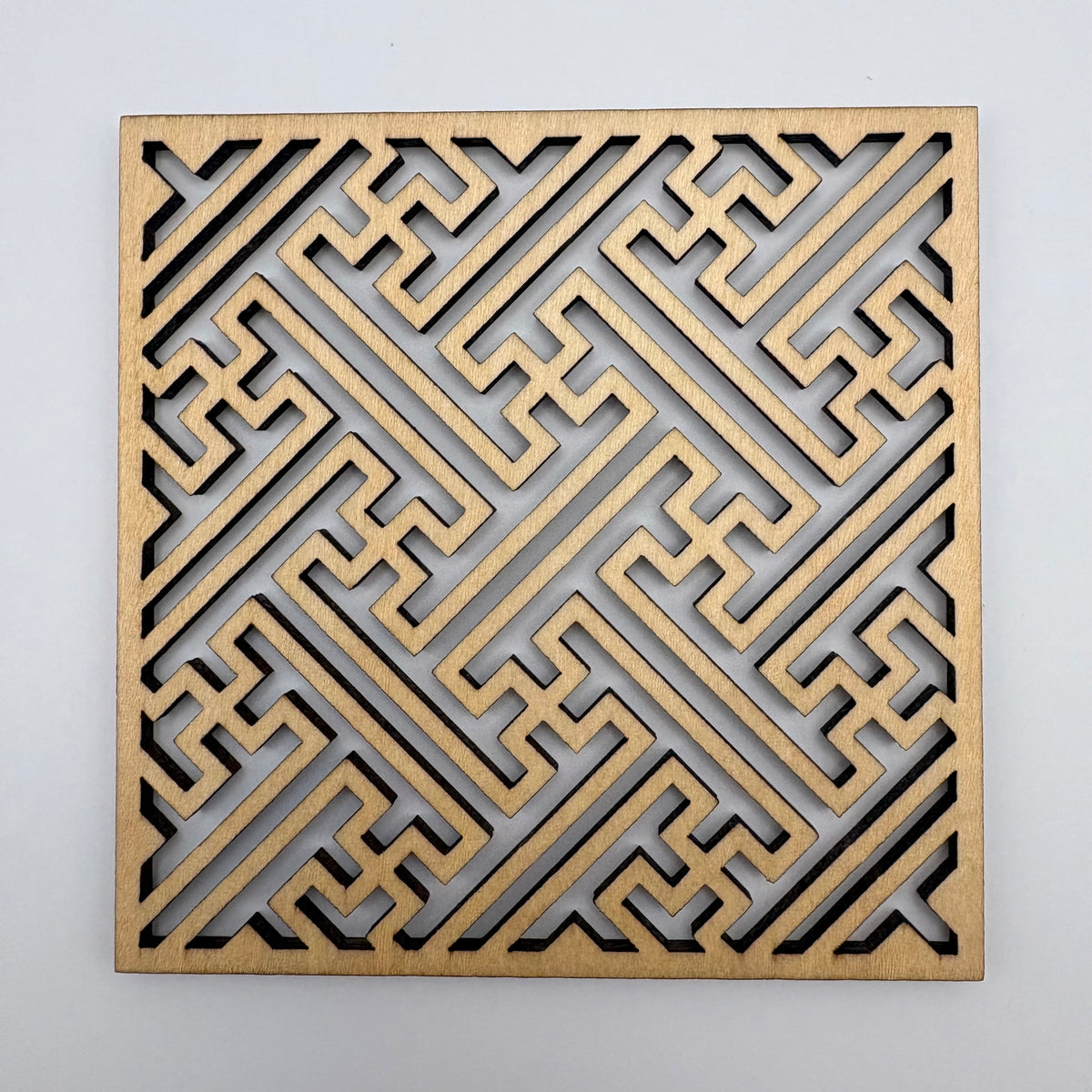 Sayagata (interlocking diamonds) pattern coaster — for prosperity that never breaks