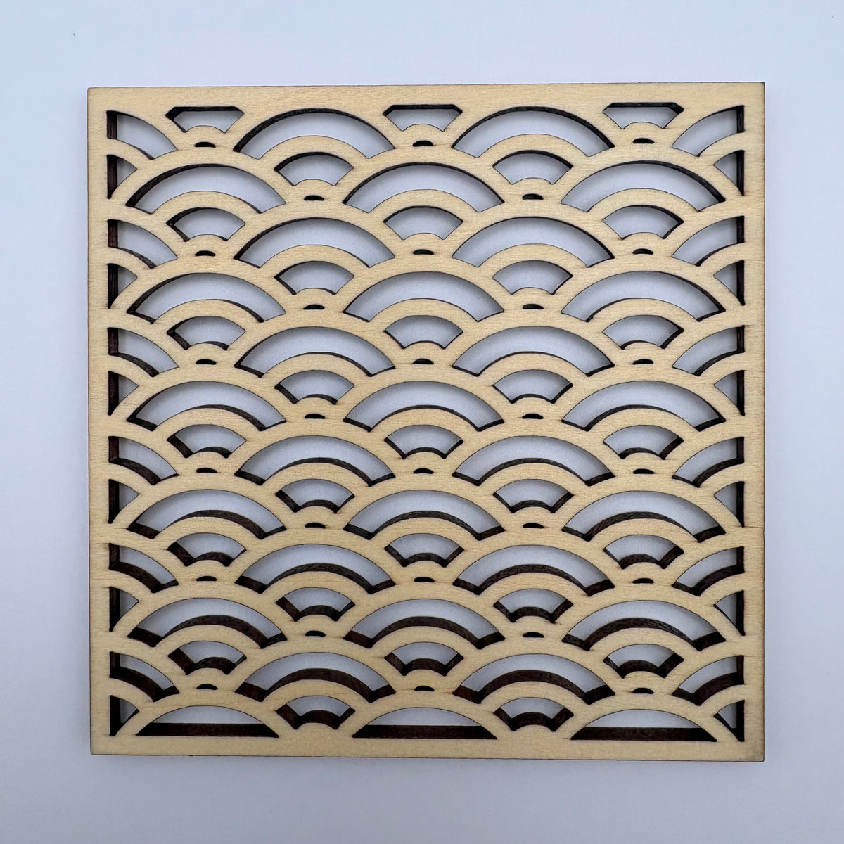 Seigaiha (waves) pattern coaster — for peace and good fortune